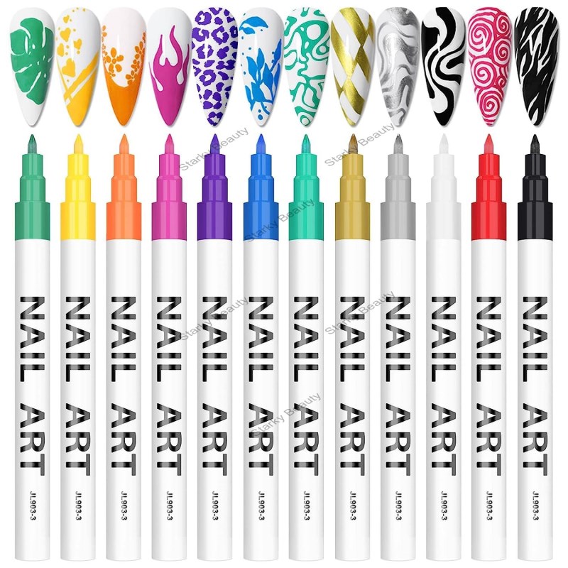 nail care 12 piece colorful paint pull wire art color DIY watercolor pen set