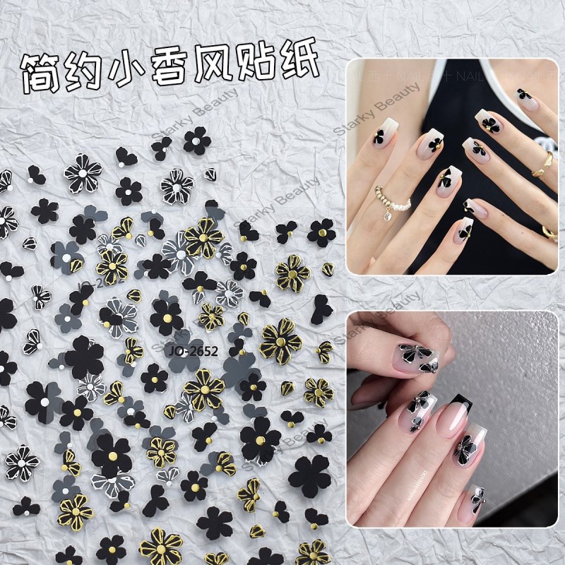 Gold and Silver Star Moon Nail Stickers Liquid Hollow Metal Adhesive Nail Stickers