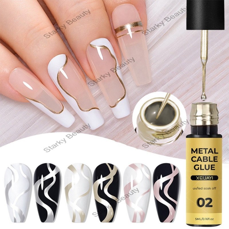 2024 New Metal wire glue high-density painted wire glue gold silver nail gel