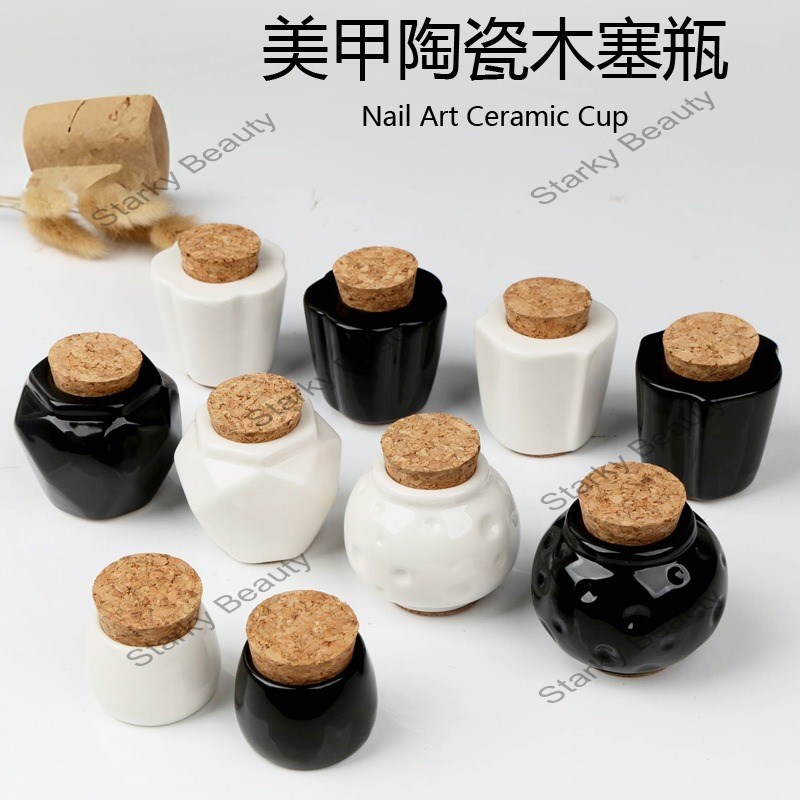 2023 Nail Ceramic Cup Wooden Stopper Bottle Crystal Cup Porcelain Bottle