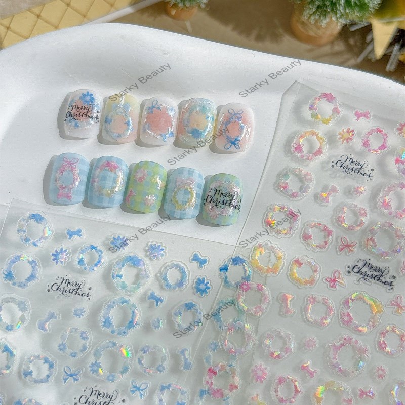 Nail stickers with adhesive backing, three-dimensional relief nail decoration stickers