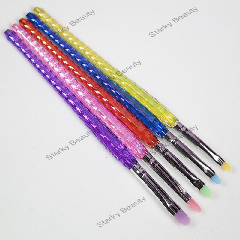 Geometric Grid Electroplating Transparent Round Rod Nail Art Pen Set