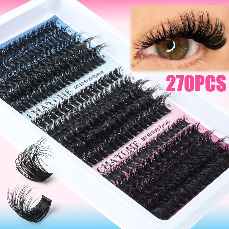 False Eyelash 300 Clusters Large Capacity D Curly Hair Mixed Pack Thick Curly Messy Explosive