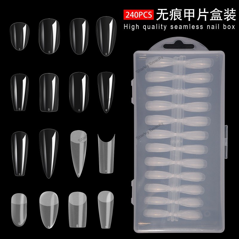 240pcs Seamless  nails Fully affixed transparent nails False