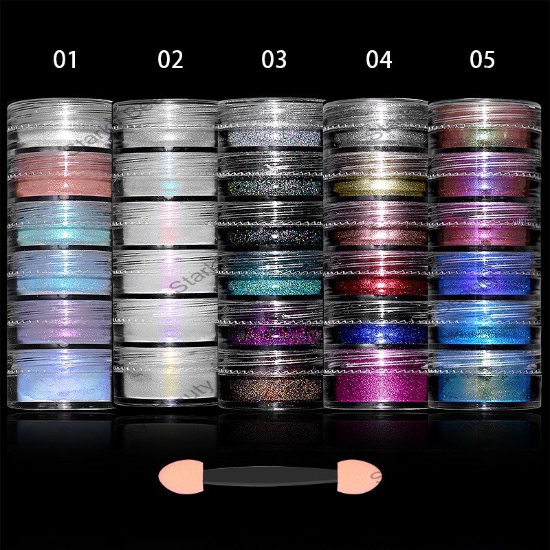 6-color boxed neon mirror magic mirror powder pearl laser glitter nail powder