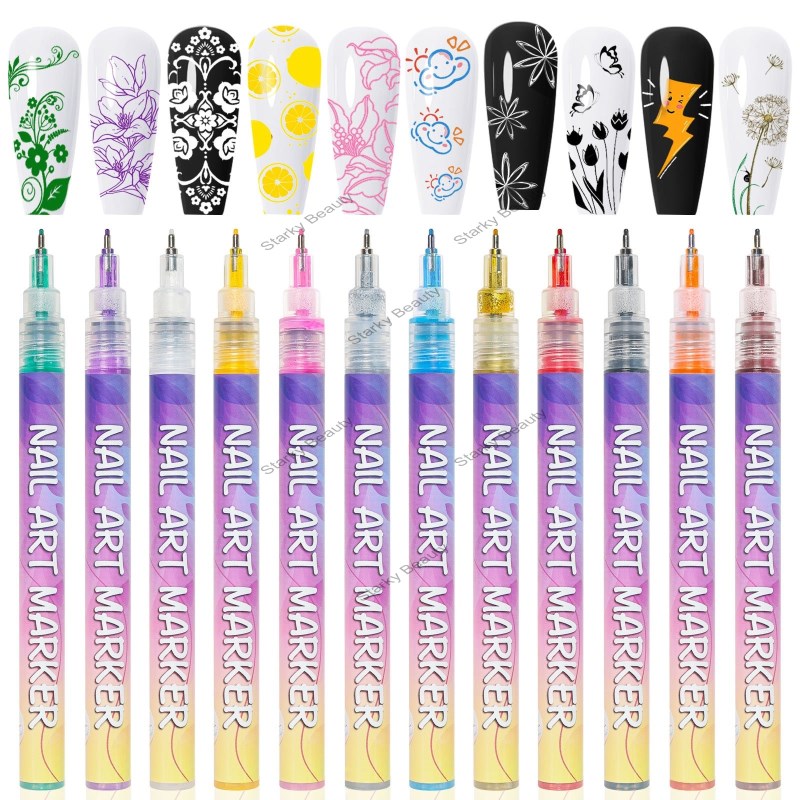 2024 Nail Art Graffiti Pen Acrylic Marking Pen 0.5mm Fine Needle Tube Quick Drying Pen