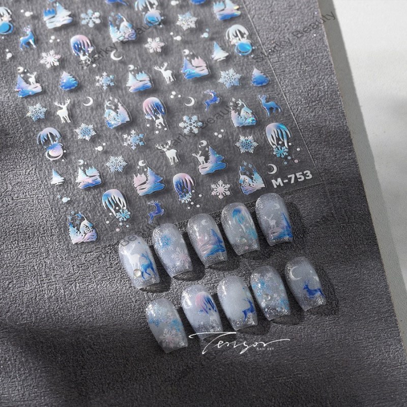 New technology frosted three-dimensional nail stickers with jelly adhesive backing nail stickers