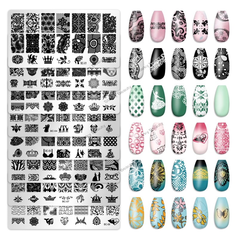 Nail enhancement printing steel plate template rectangular nail plate