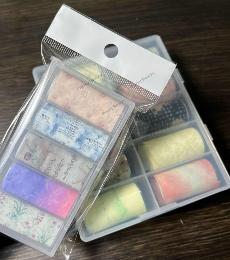 Nail Art 5-Grid Small Box Solid Color Transfer Paper Marble Illusion Laser Transfer Paste