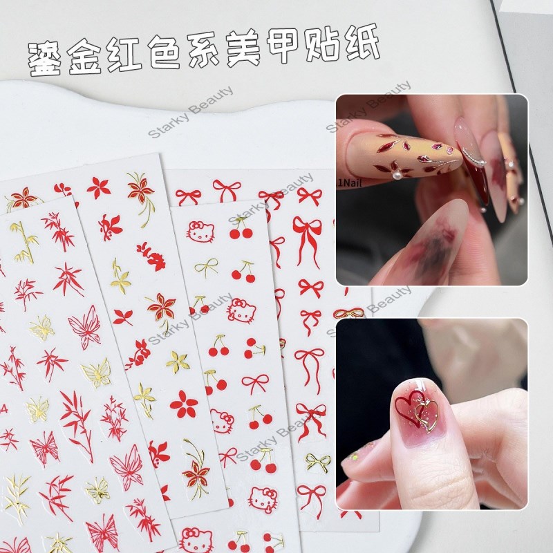 Fireworks paired with hot stamping technology for festive and auspicious nail stickers