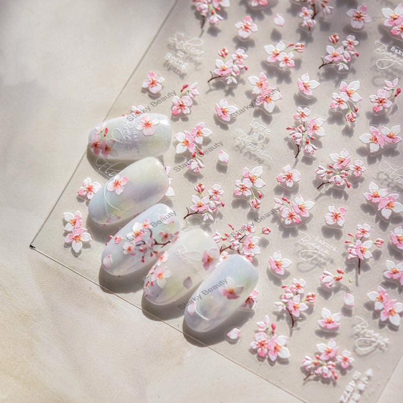 2025 Relief Nail Stickers Retro Nail Stickers Spring Nail Accessories Stickers