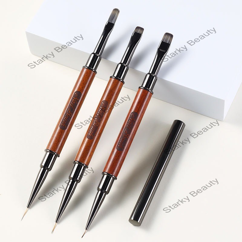 Nail Double Head Brush Glue Special Pen Sandalwood Painting Pen Long Short Square Construction Brush