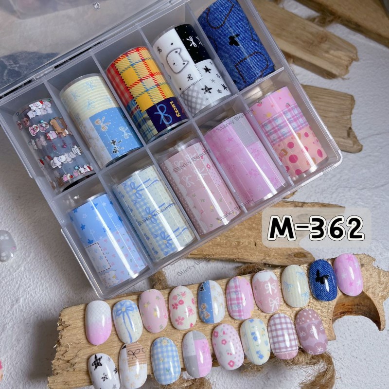 2025 Nail art new Korean style bow spring summer floral transfer paper hand drawn transfer paper