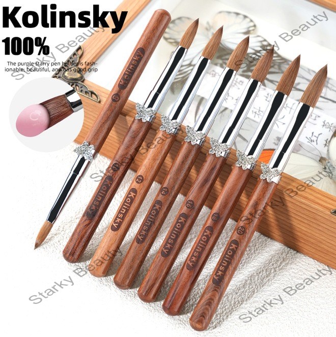 Kolinsky Brush Sandalwood Nail Art Mink Hair Crystal brush for Crystal Powder
