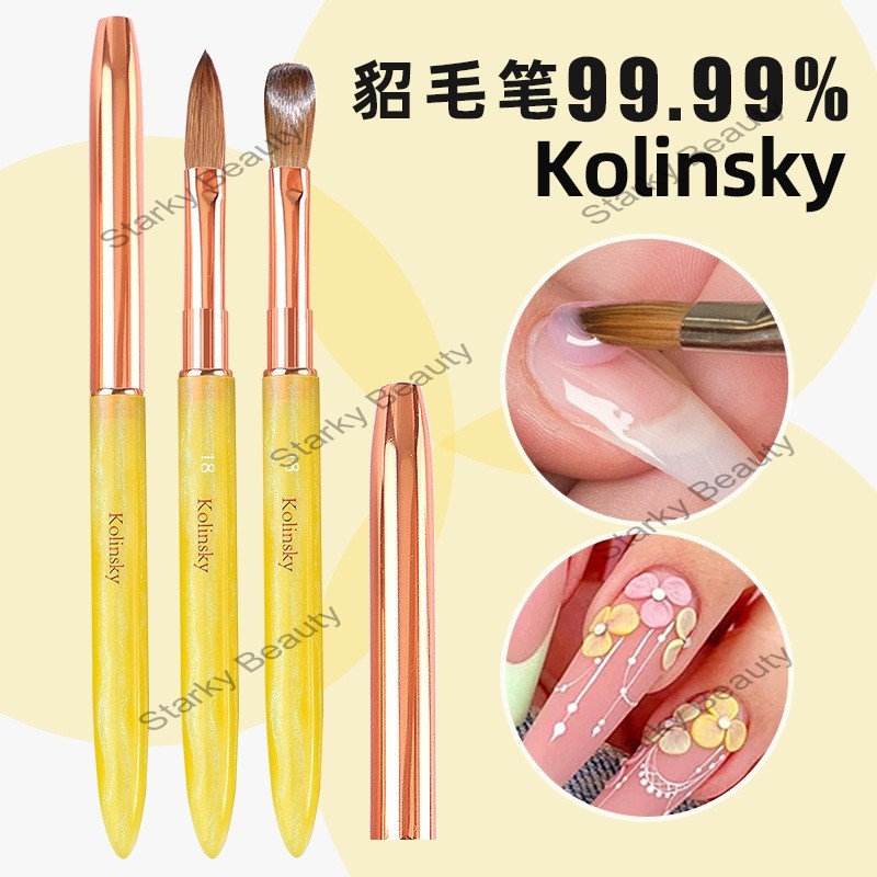 New Nail Mink Hair Crystal Brush Set Siberian Nail Extension Gel Mink Brush Customization