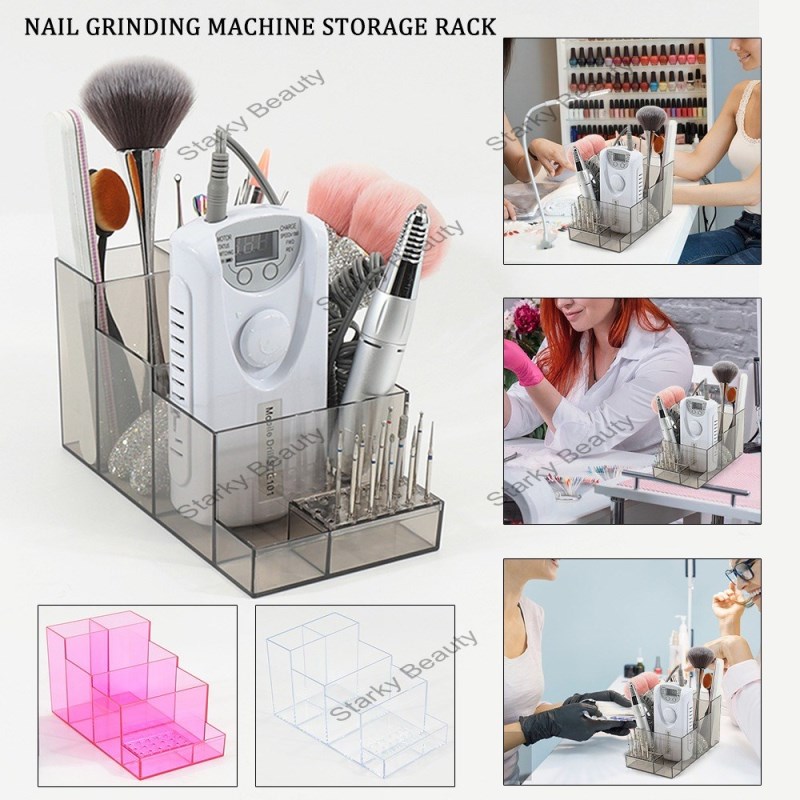 Multi functional Nail Tool Desktop Large Capacity Divided Plastic Polishing Head Storage Rack