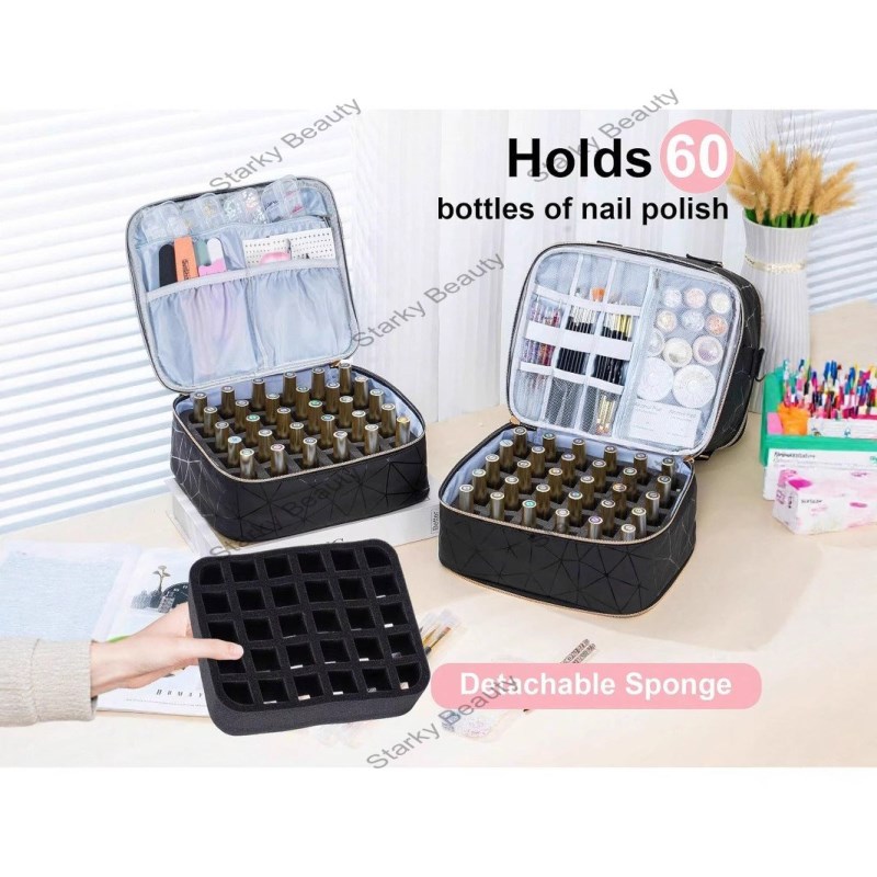 Portable high grade removable super capacity 3 layer nail polish storage bag