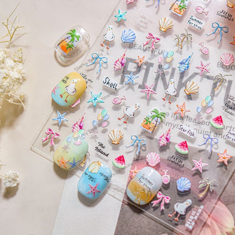 Thin and tough relief nail stickers, cute nail stickers, summer swimsuit nail stickers