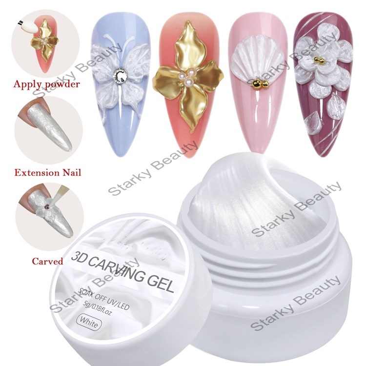 Nail Silk Carving Glue Special White Pearl Non stick Soft Candy Styling Gell