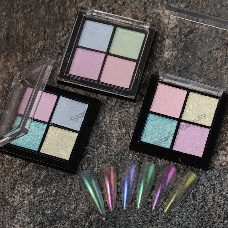 4-color nail art solid magic mirror powder, laser powder, titanium powder