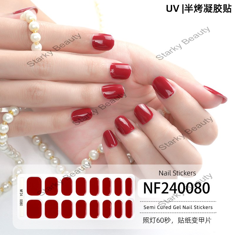 Semi cured gel nail stickers, solid color, semi baked UV gel nail stickers, gel nail stickers