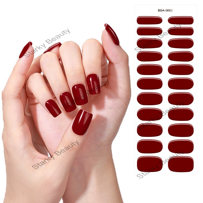 2025 solid color baking free gel nail sticker No light nail sticker
