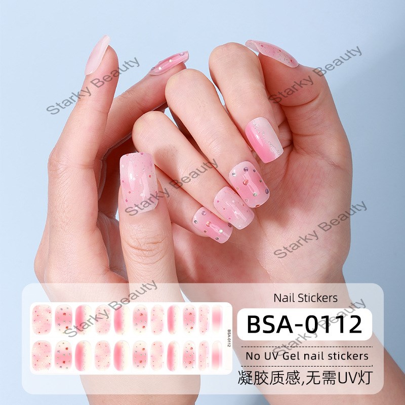 baking free gel nail sticker NO UV nail sticker 3D gilding diamond like nail sticker