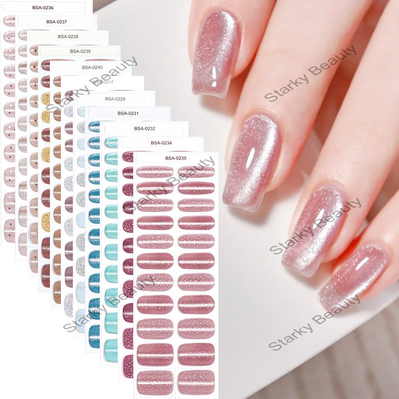 baking free gel nail sticker DIY light tracing cat eye explosion flash free NO UV nail sticker