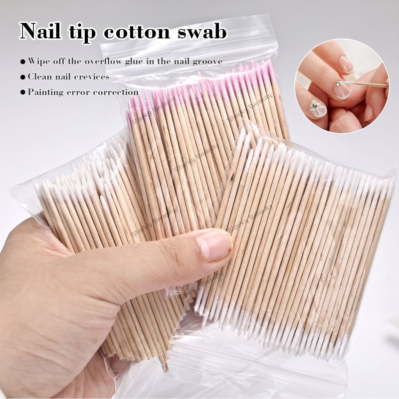 Nail polish overflow glue pointed cotton swab, disposable nail groove gap removal cotton swab