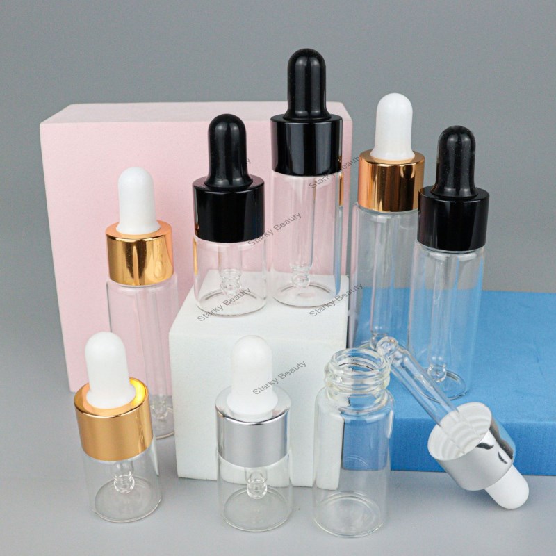 Large quantity in stock transparent glass dropper bottles 5ml10ml15ml20ml essential oil bottles