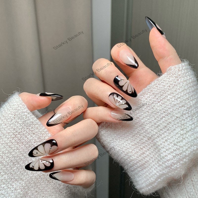 pure handmade wearable nail, hand drawn nail art, fake nail patch,