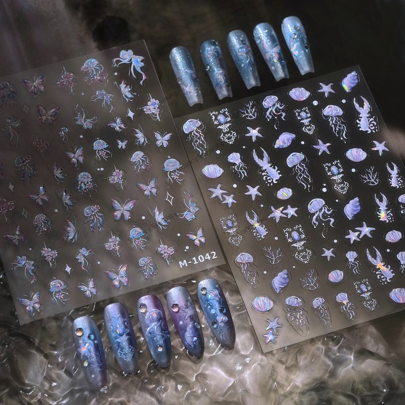 2025 Gentle Summer Ocean Style Jellyfish Butterfly Starfish Nail Stickers