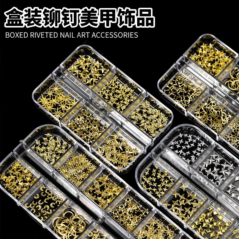 new rivet nail accessories, gold nail pendants, DIY wearable nail materials