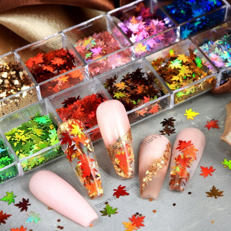 Nail art sequins color change maple leaf laser butterfly thin sequins