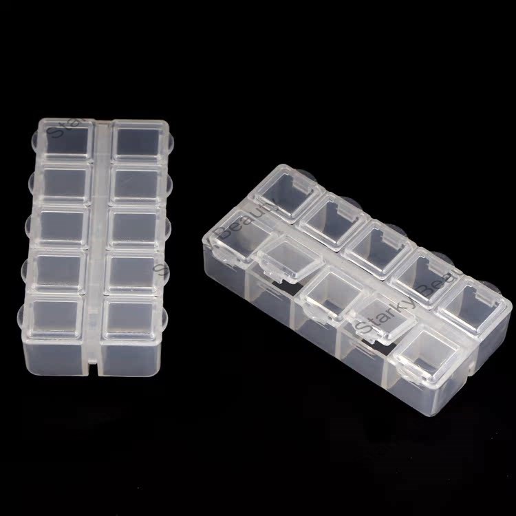 Fake nail set tool box 10 grid adjustable nail jewelry tool storage box
