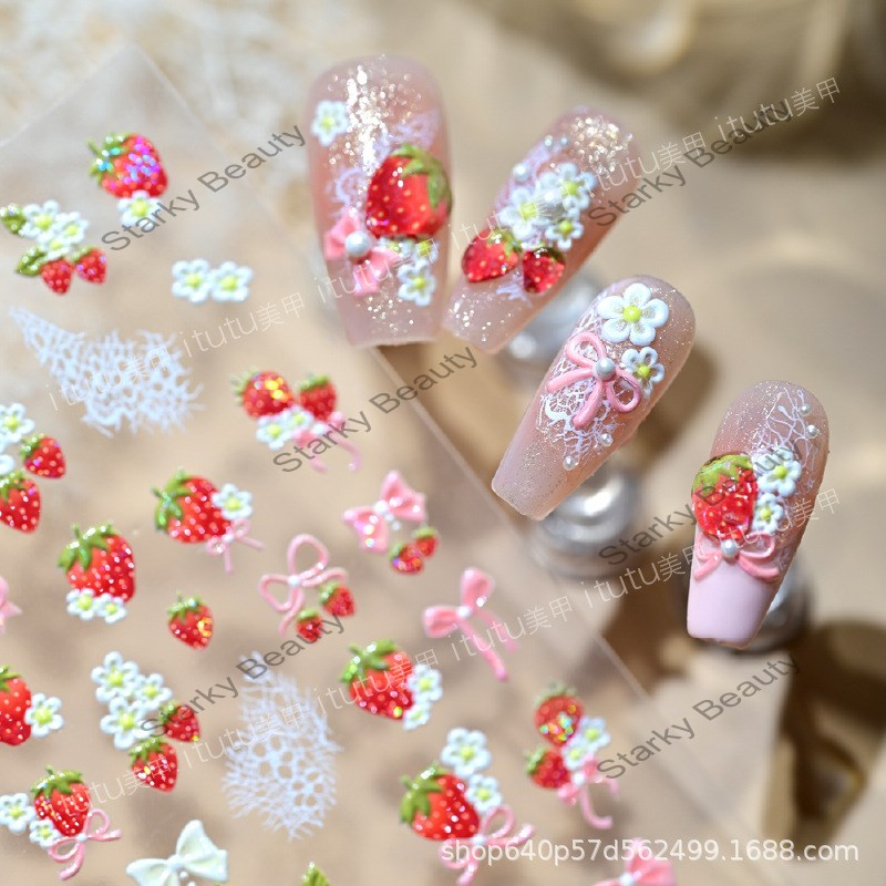 Nail Art Vacation Flower 3D Relief Nail Art Summer Island Style Nail Sticker