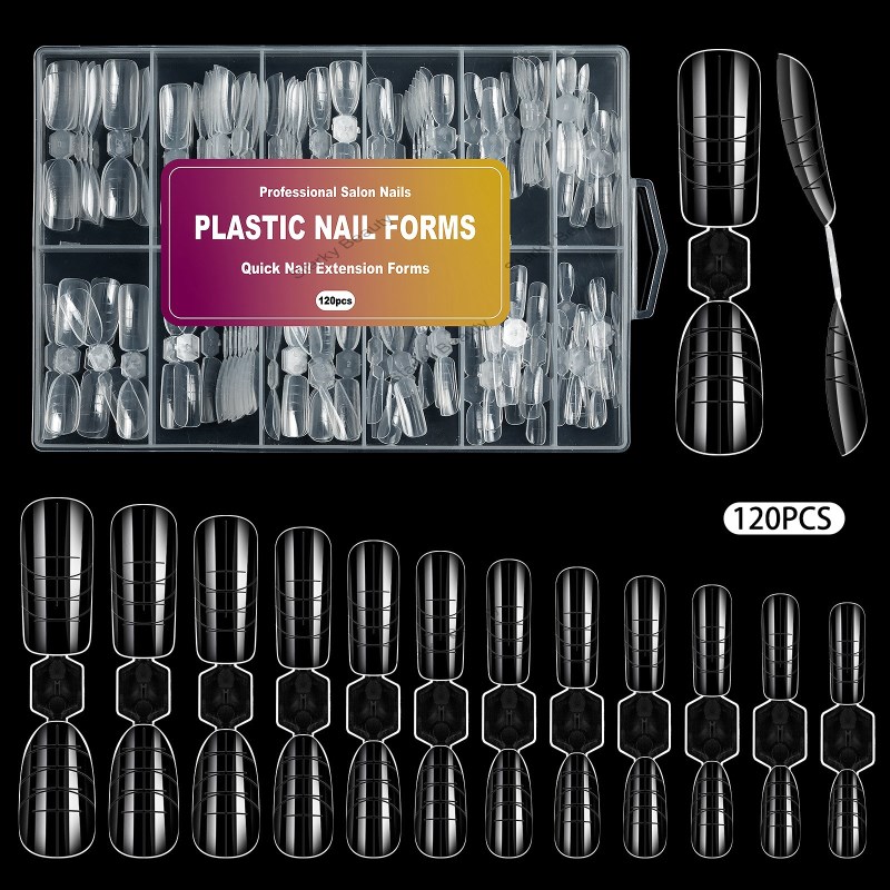 Full Cover Coffin Russian Almond Square French ABS Dual Form Nail Tips Gel Builder Extension