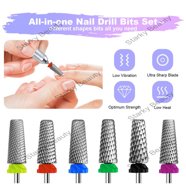 Alloy nail polish remover universal 5-in-1 flat head conical polishing head