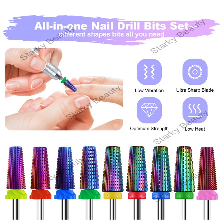 Alloy nail art multifunctional polishing head five in one alloy drill bit