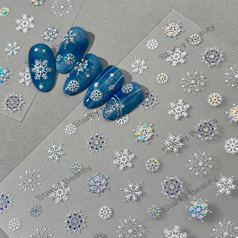 Winter Nail Stickers Christmas Tree Snowflake Deer Love Flower Wreath Nail Decoration