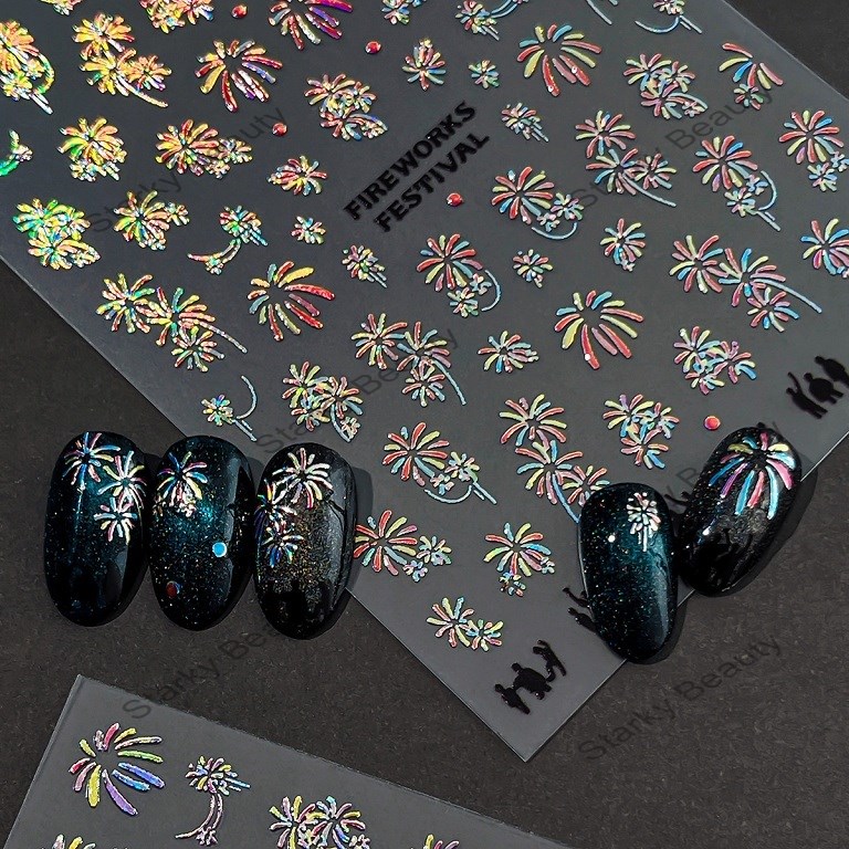 nail art fireworks sticks stickers, nail art dazzling butterfly bow stickers,