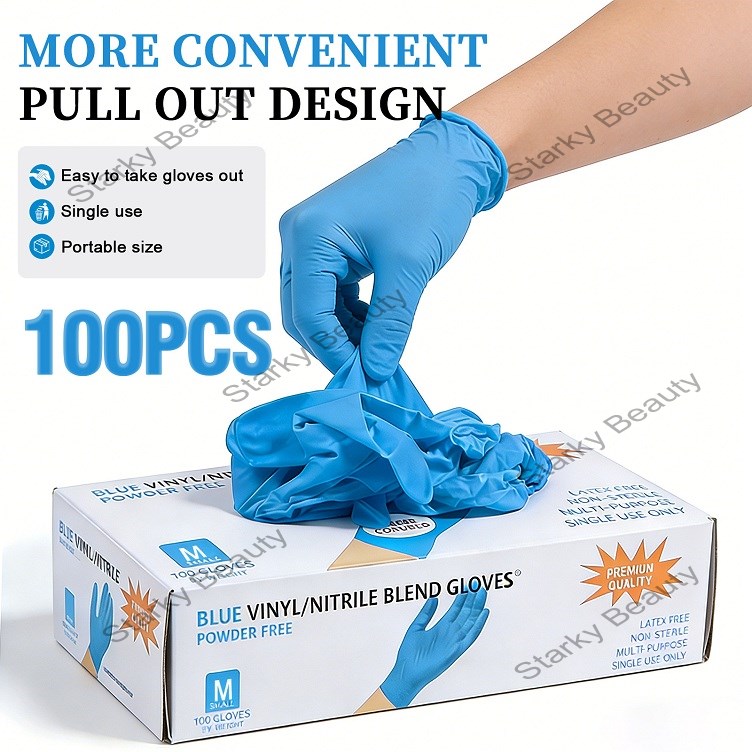 Disposable Nail Gloves Mixed Nitrile PVC Gloves Rubber Synthetic Protective Household Cleaning