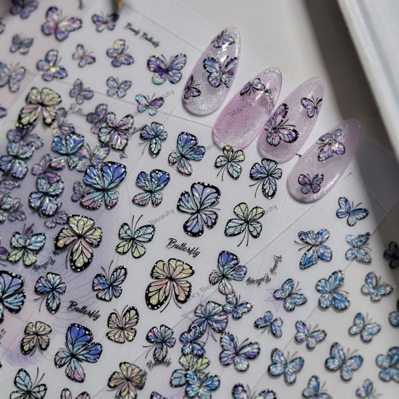 2026 Relief Nail Stickers Simple Wind Flower Field Daisy Nail Decoration