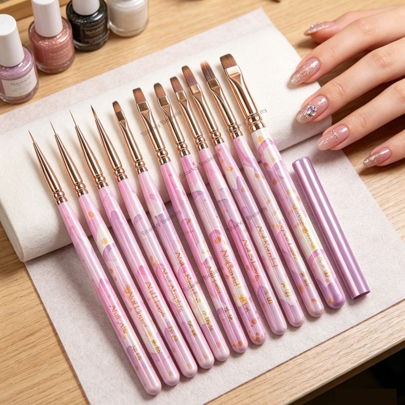 Wooden Handle Pulling Pen Small Round Head Pen Color Drawing Pen Gradient Universal Pen Sweeping Pen