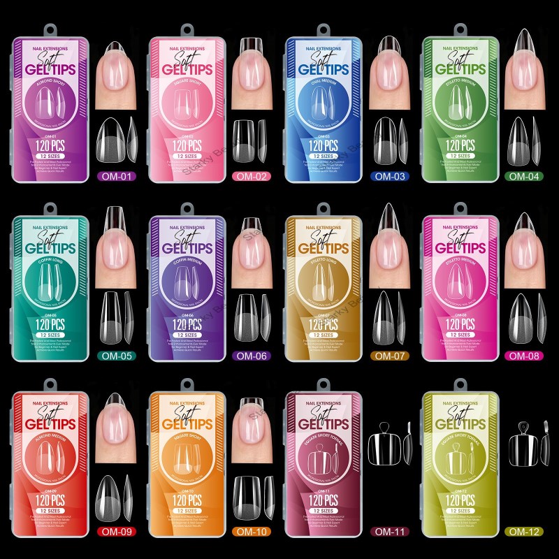 transparent semi frosted ultra-thin seamless extended 120 full size fake nails