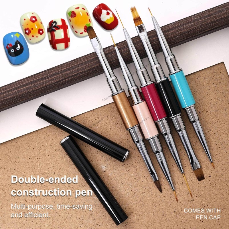 Nail art dual head multifunctional quick extension glue dispensing pen , nail phototherapy brush