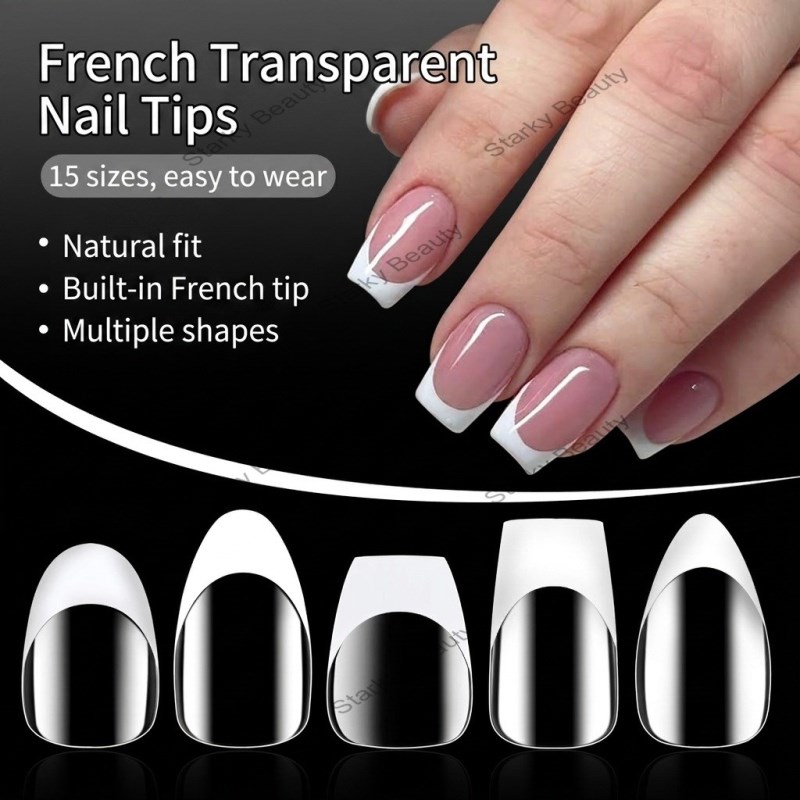 French transparent ultra-thin traceless short nail plate almond nail 120 pieces nail plate