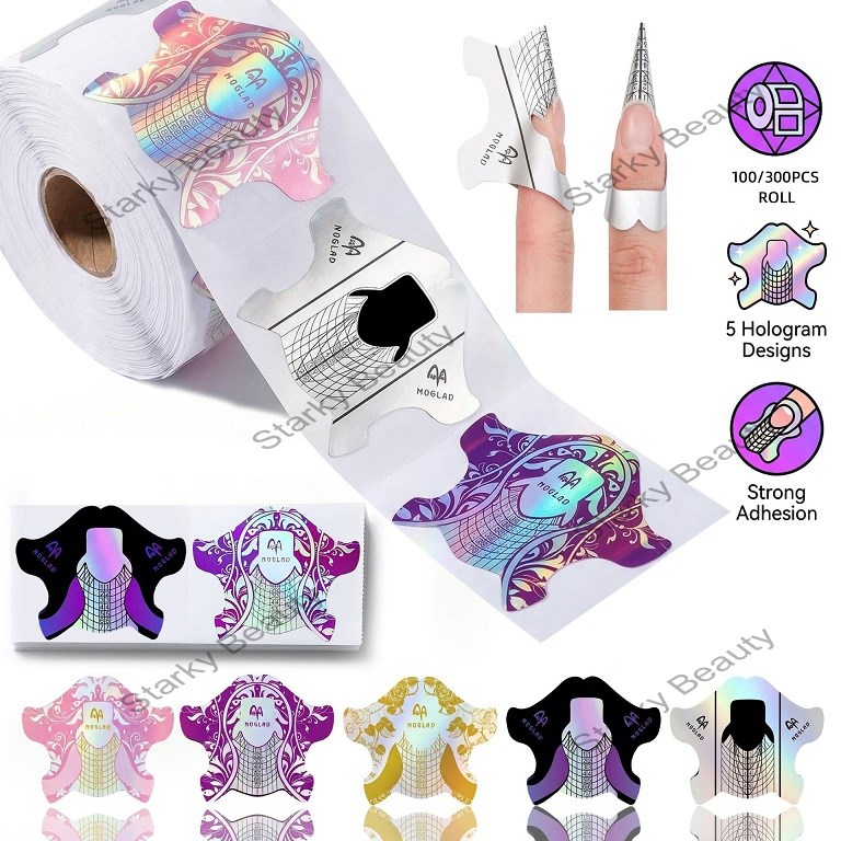 mixed style nail art extension paper holders, thickened laser iridescent crystal nail finger holders