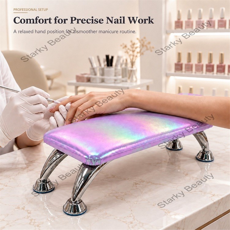 Nail Art Hand Pillow Ergonomic Nail Art Rest with Sturdy Metal Legs for Salon & Home