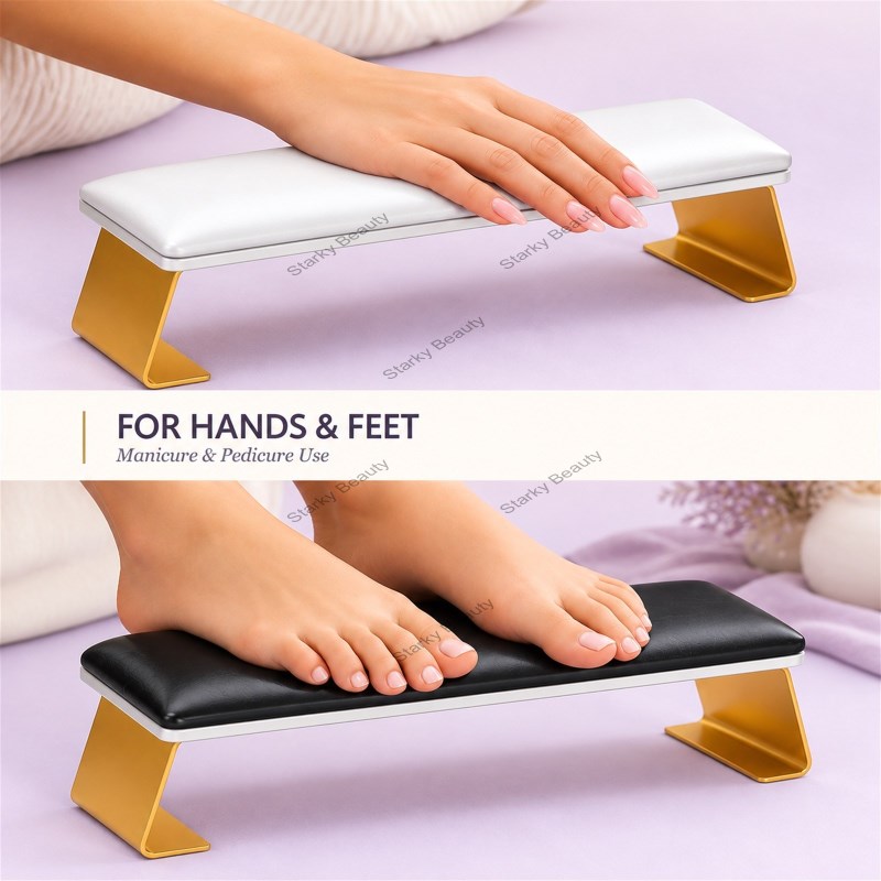 Manicure Hand Rest with Metal Legs Leather-Like Nail Hand Rest